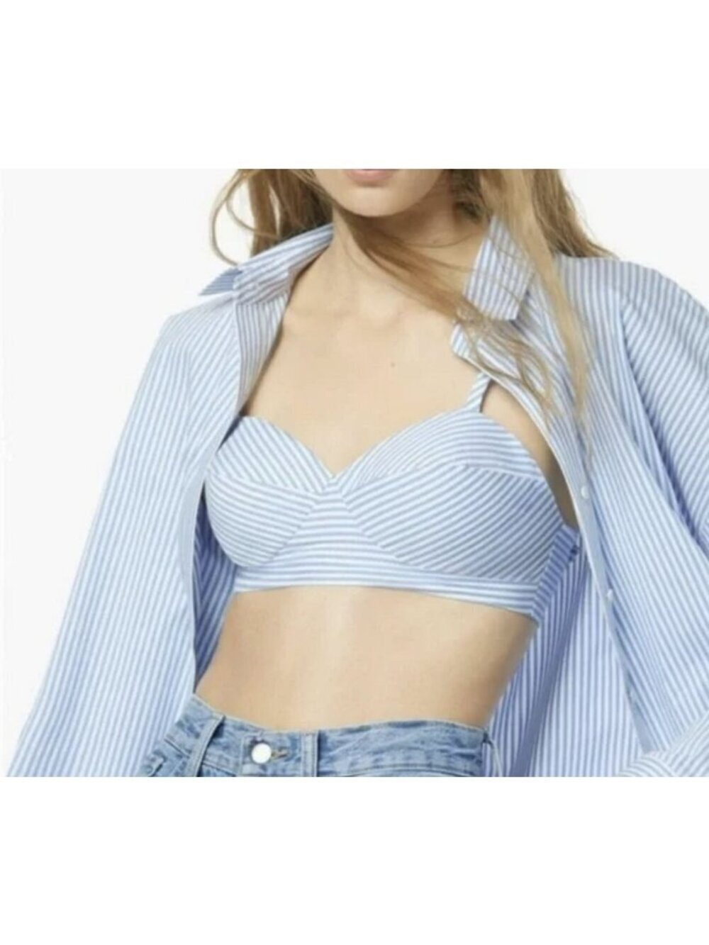 Favorite Daughter Striped Cropped Bra Top Size XL New